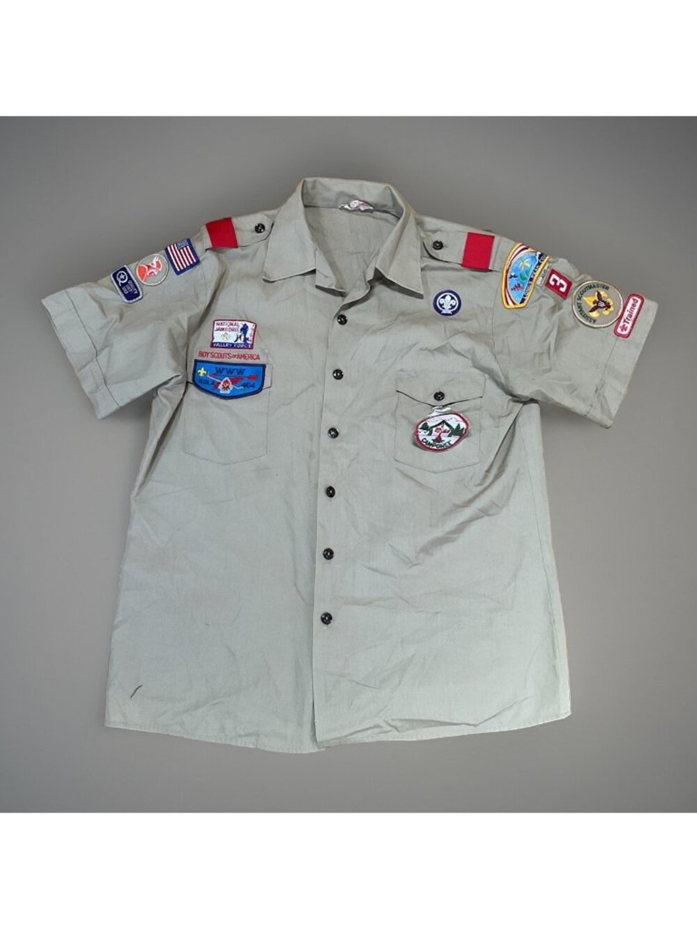Vintage 1960s Boys Scouts of America Uniform Shirt Large Camp Patches Rare